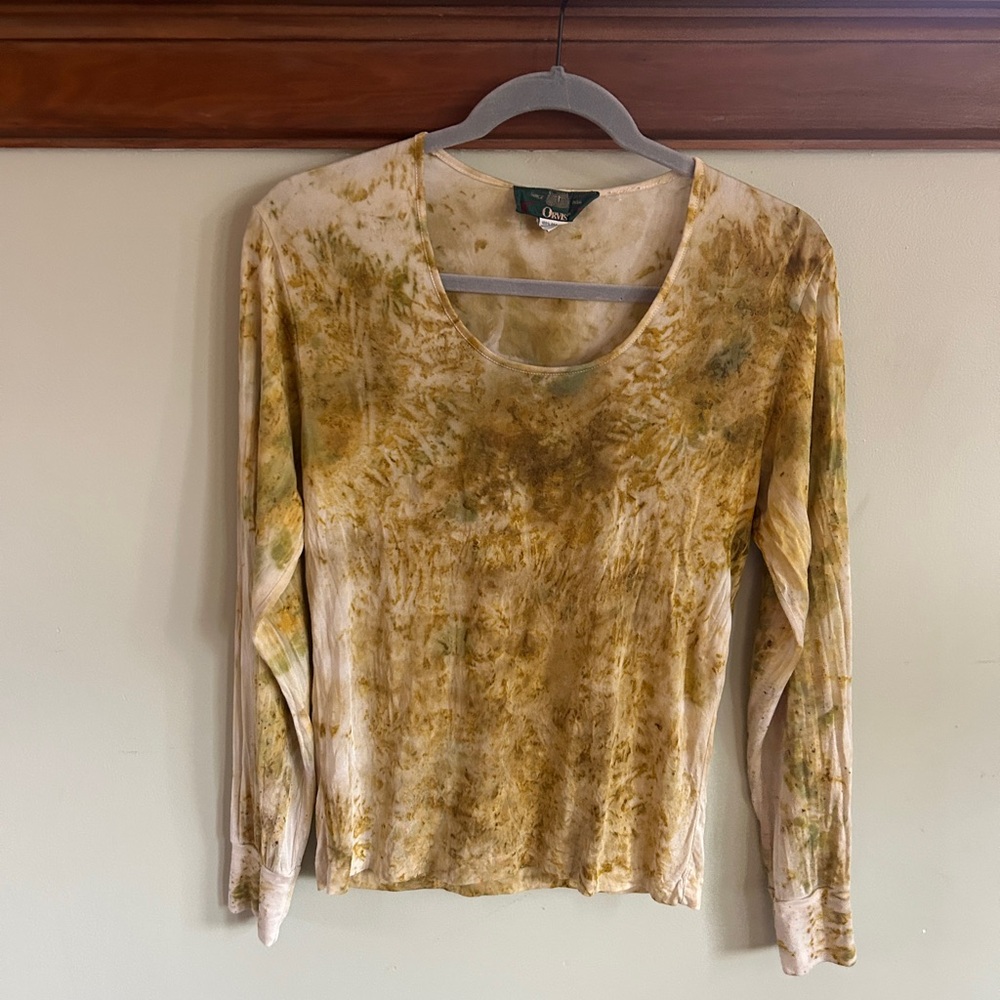 Botanically dyed vintage sheer silk long sleeve top